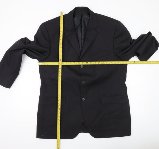 Burton Mens Black 42R Suit Jacket Notch Lapel Single-Breasted