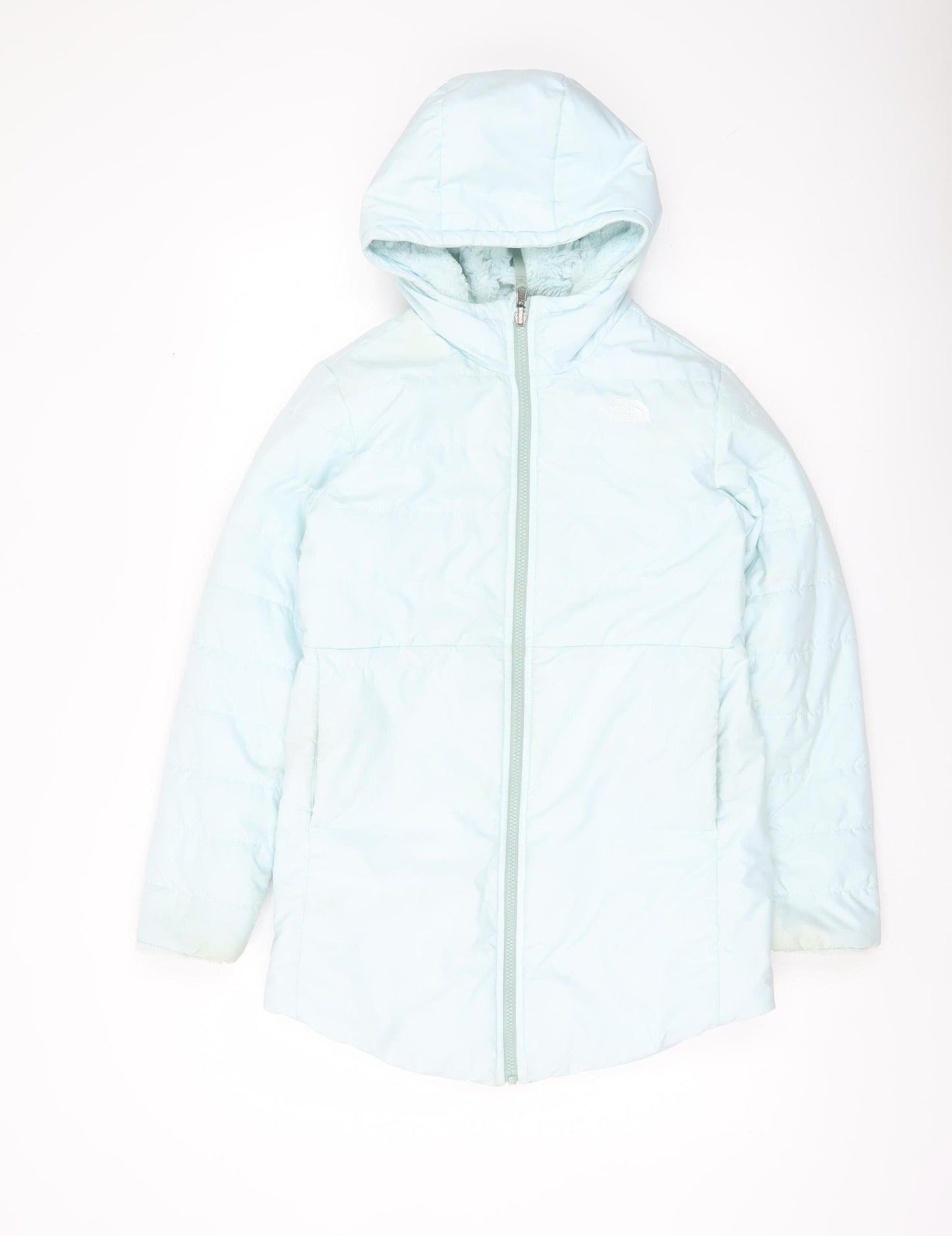 The North Face Girls Blue Hooded Puffer Jacket Size 14-15 Years