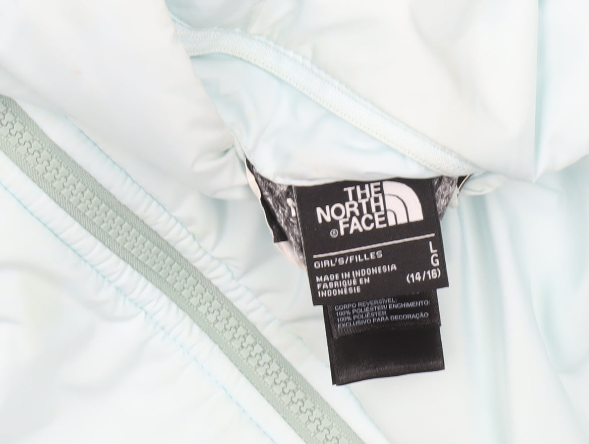 The North Face Girls Blue Hooded Puffer Jacket Size 14-15 Years