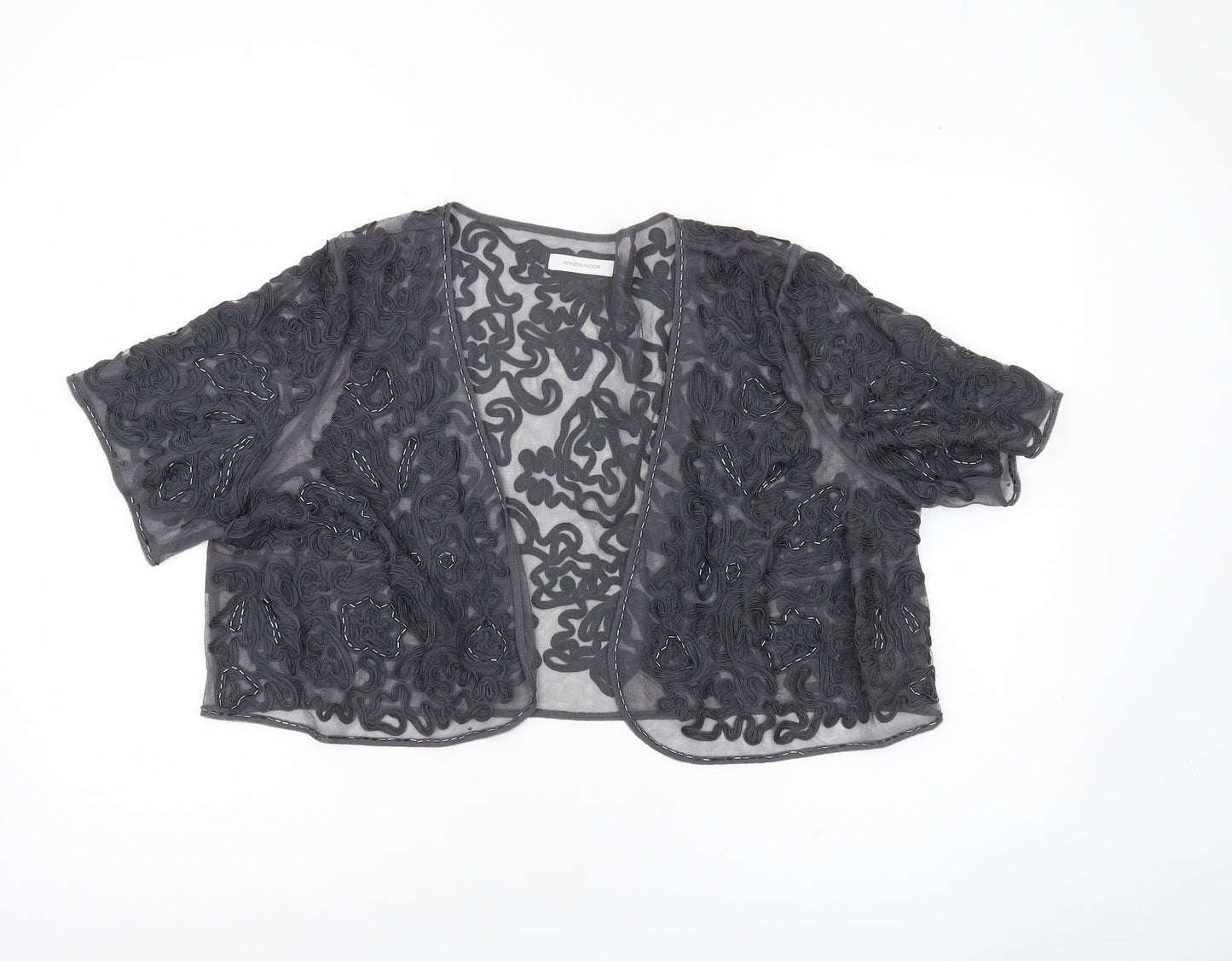 Windsmoor Women Black Sheer Kimono Blouse UK 22 Plus Size Party Top