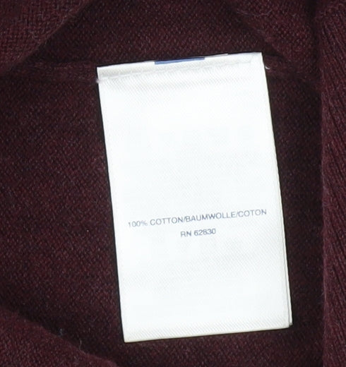 Lands' End Womens Red Cotton Long Sleeve Open Cardigan L