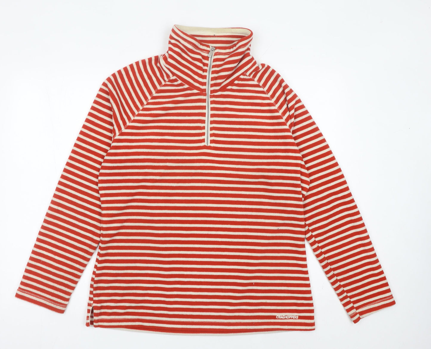 Craghoppers Women Red White Striped 1/2 Zip Sweatshirt UK 12 Polyester