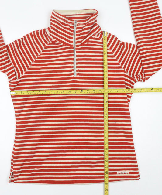 Craghoppers Women Red White Striped 1/2 Zip Sweatshirt UK 12 Polyester