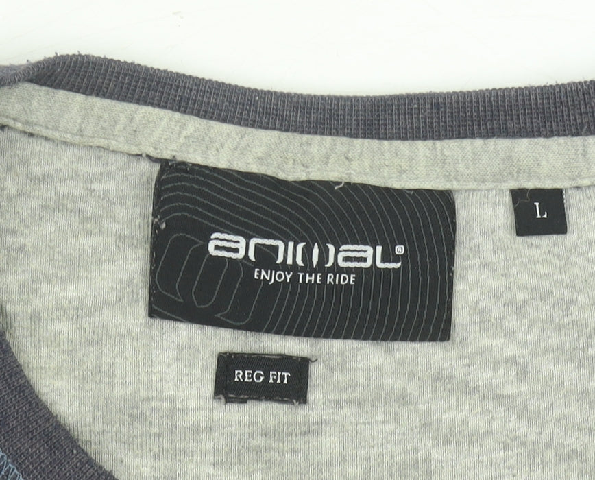 Animal Mens Blue Sweatshirt L Regular Fit Crew Neck Pullover