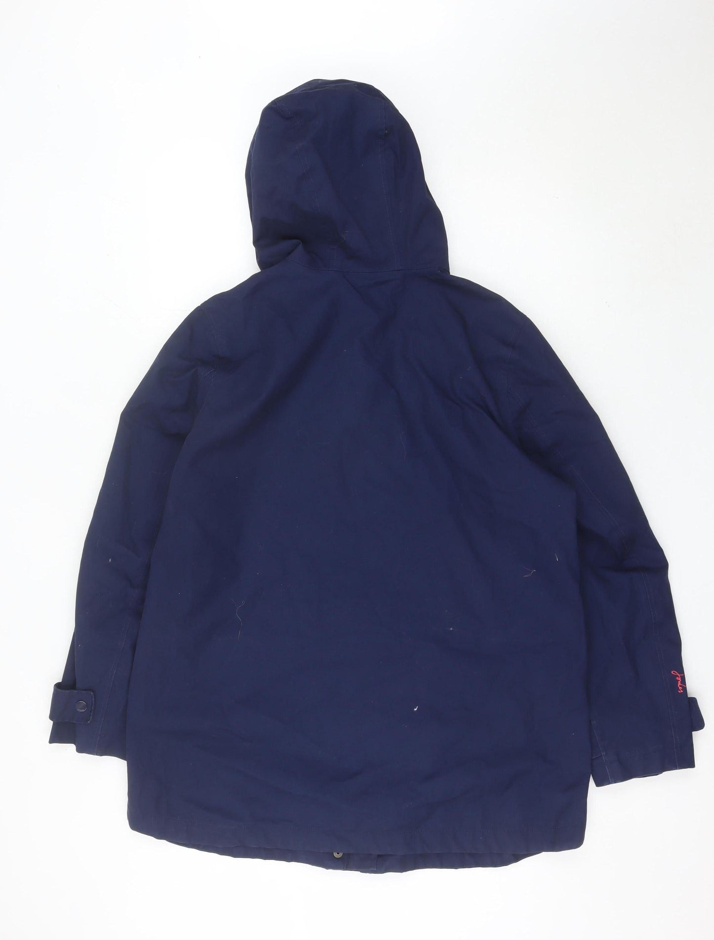 Joules Womens Blue Mid-Length Waterproof Rain Coat UK 14 Hooded Toggle