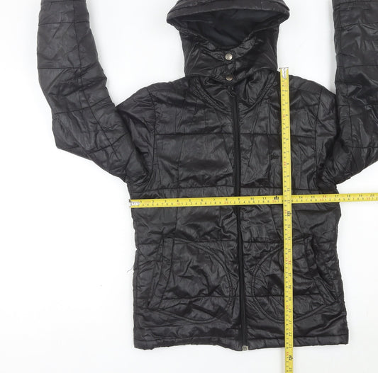 Lee Women’s Black Puffer Jacket Size S Hooded Quilted Outerwear