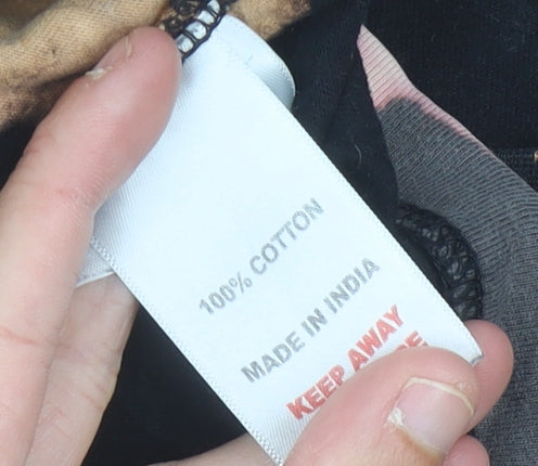 Peter Storm Men's Black Tie-Dye Cotton T-Shirt L Retro Grunge