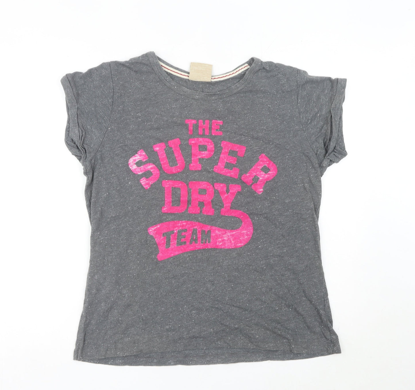 Superdry Womens Grey Graphic T-Shirt Medium Casual Summer