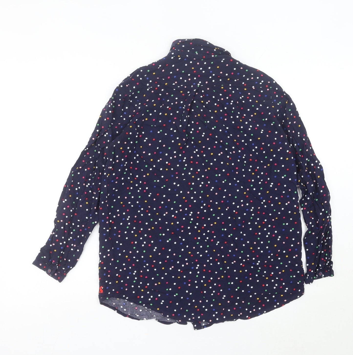 Joules Womens Blue Polka Dot Button-Up Shirt UK 12 Long Sleeve
