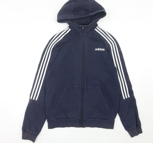 Adidas Men’s Blue Full Zip Hoodie Size M Sports Fleece Logo