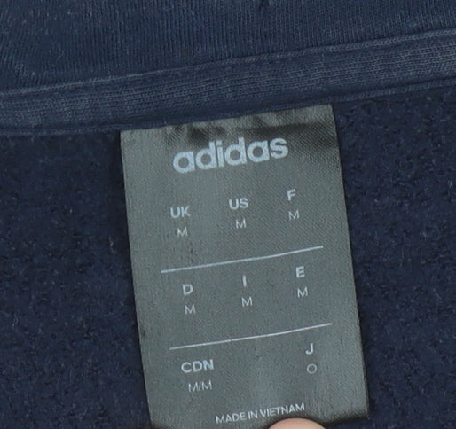 Adidas Men’s Blue Full Zip Hoodie Size M Sports Fleece Logo