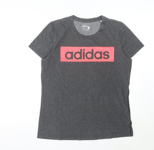 Additional front view of Adidas Women’s Grey XL Logo T-Shirt Short Sleeve Casual Top