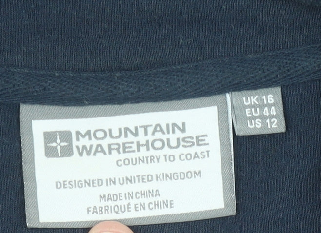 Mountain Warehouse Unisex Blue Full Zip Hoodie L Cotton Blend