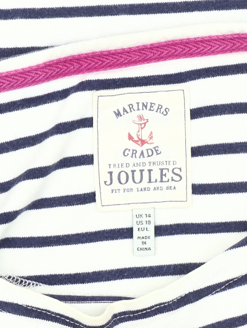 Joules Womens Blue White Striped Long Sleeve Cotton T-Shirt UK 14