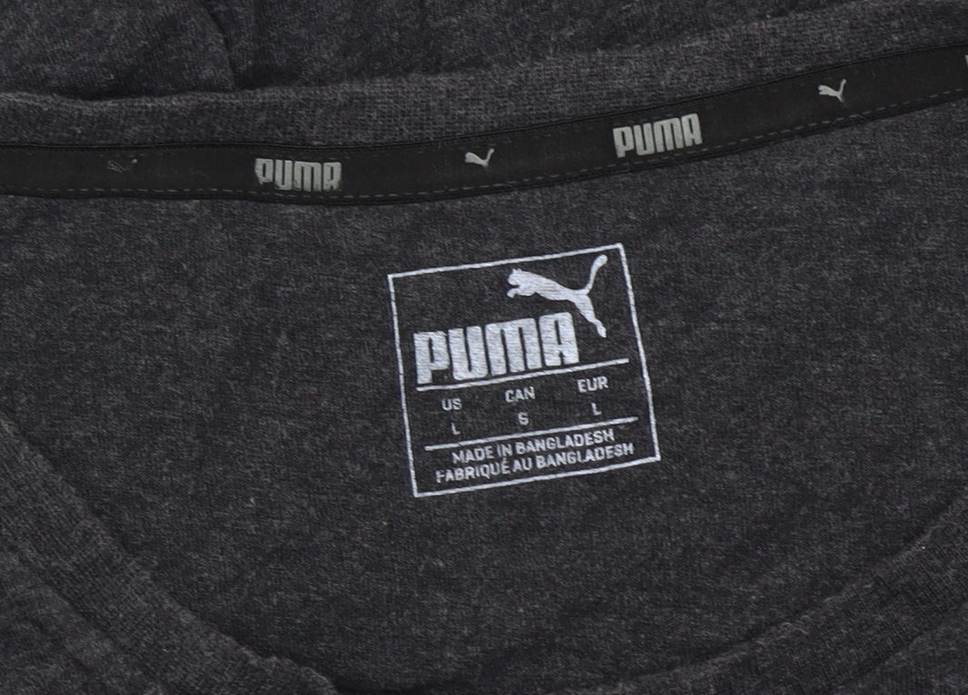 Brand and care label for Puma Men’s Black Graphic Logo T-Shirt L Sports Casual