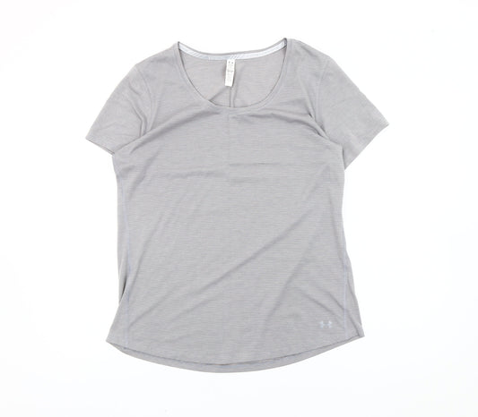 Under Armour Womens Grey Striped Slim Fit T-Shirt Size L