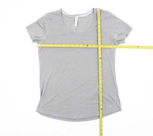 Under Armour Womens Grey Striped Slim Fit T-Shirt Size L