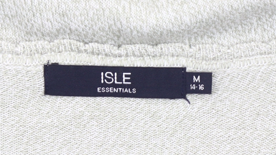 Isle Essentials Women’s Grey Cardigan Size 14 V-Neck Knit Long Sleeve