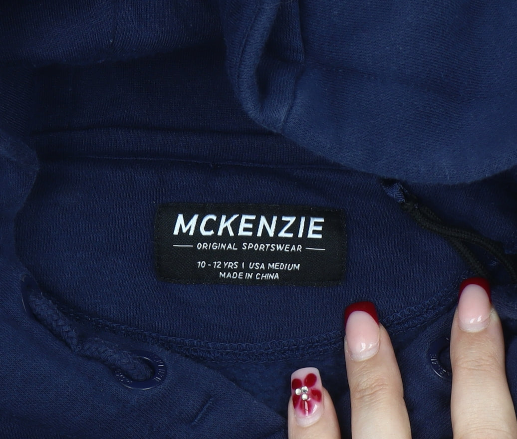 McKenzie Boys Blue Logo Pullover Hoodie 10-12 Years Casual Fleece