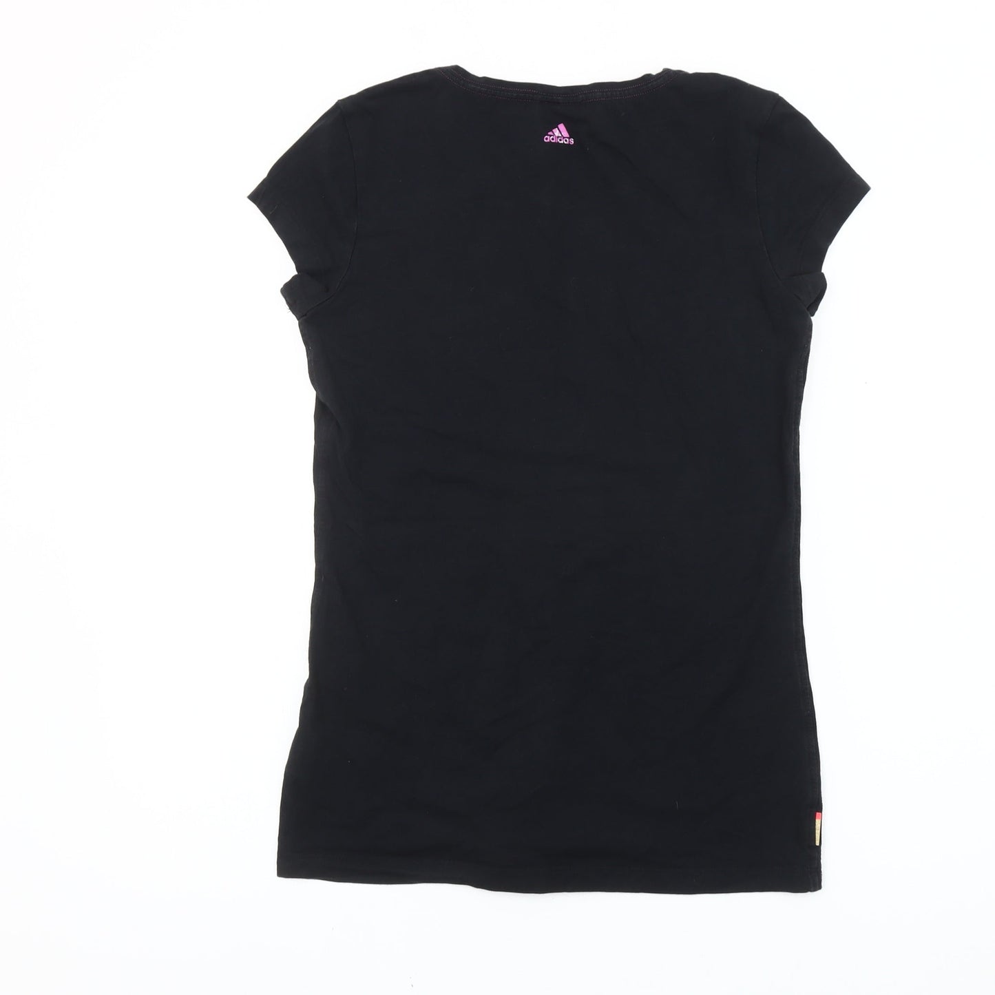 Adidas Womens Black T-Shirt Size 12 Slim Fit Sports Casual Top