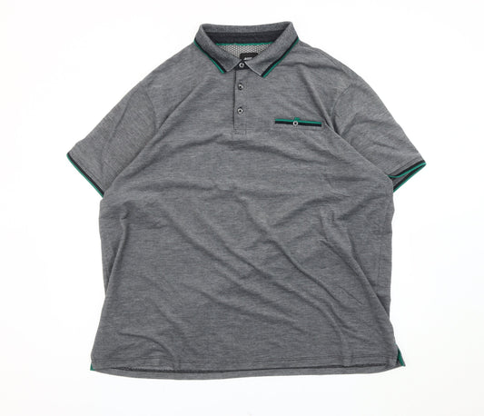 Euston Menswear Men’s Grey 2XL Cotton Blend Short Sleeve Polo Shirt