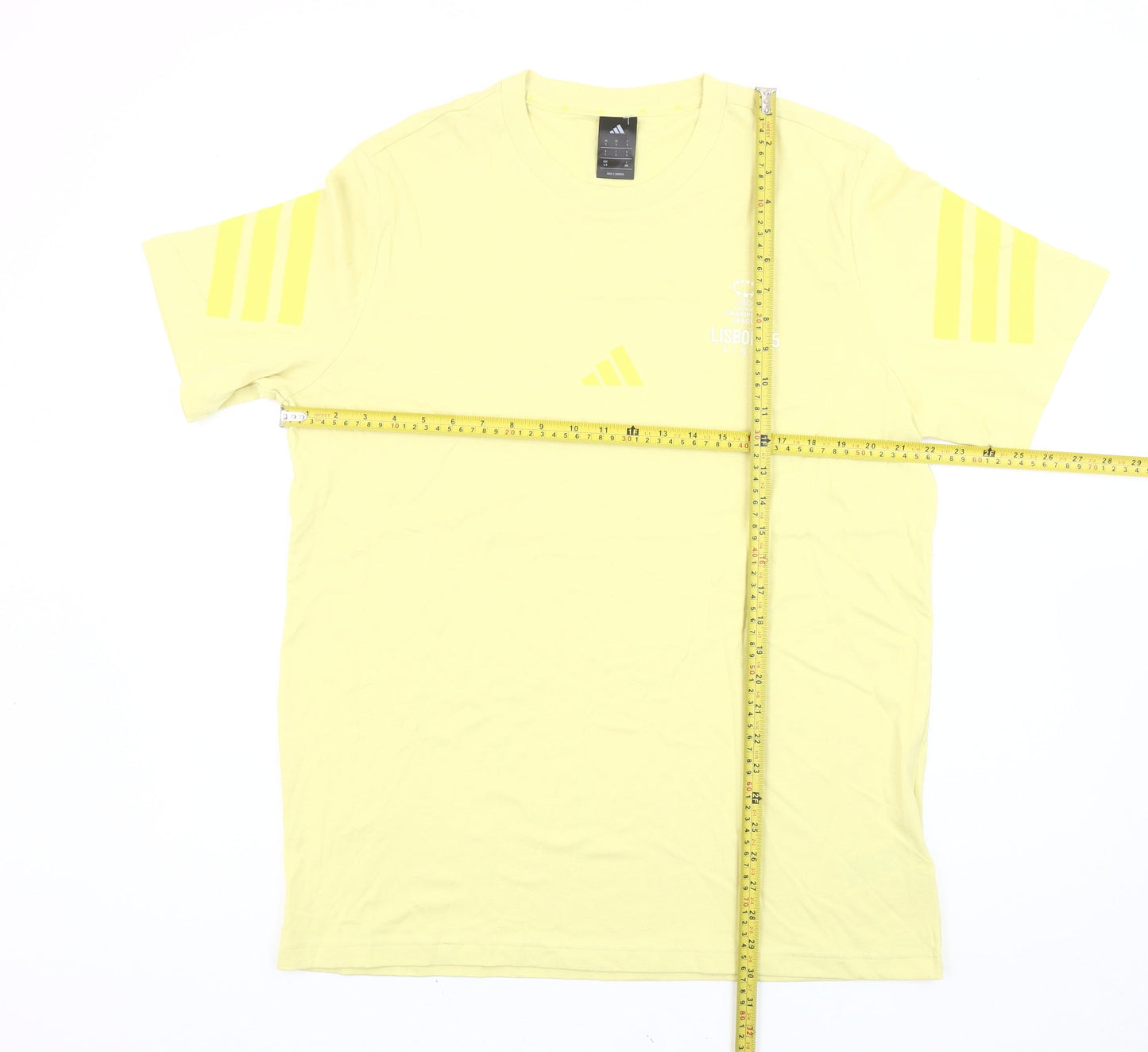 Adidas Men’s Yellow Cotton Sports T-Shirt Size L Crew Neck
