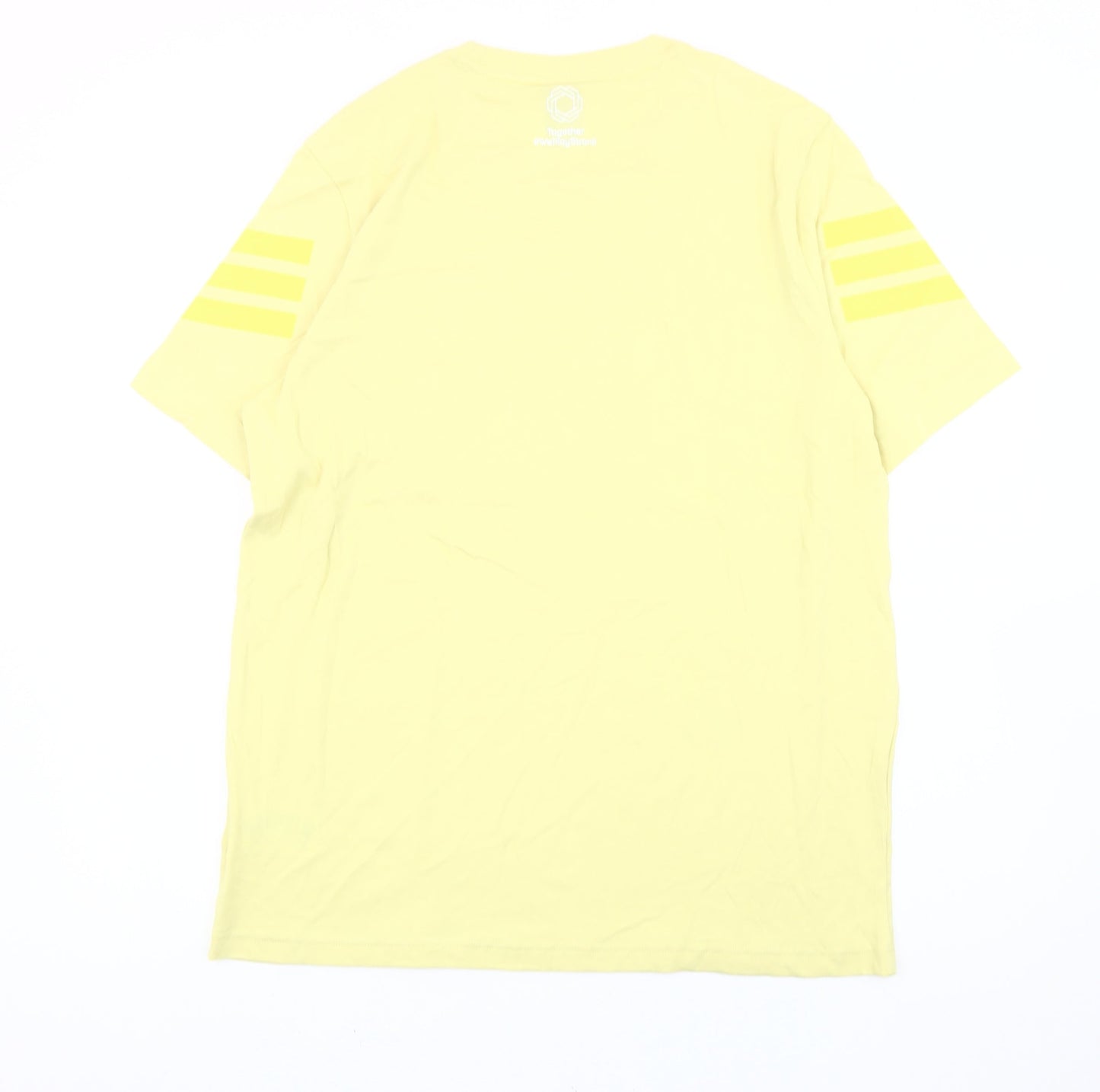 Adidas Men’s Yellow Cotton Sports T-Shirt Size L Crew Neck