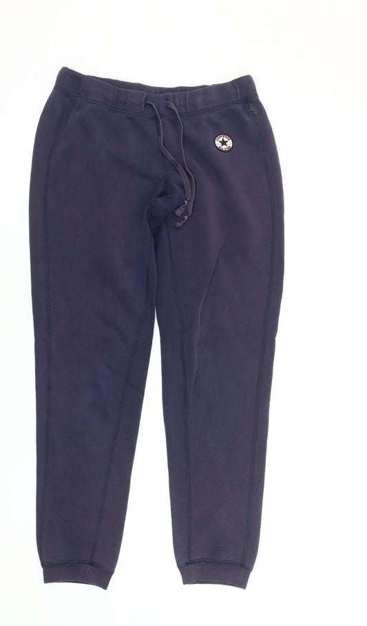 Converse Men’s Blue Jogger Trousers Size S Cotton Blend Tapered