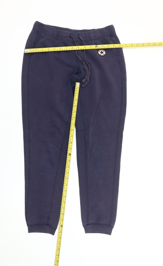 Converse Men’s Blue Jogger Trousers Size S Cotton Blend Tapered
