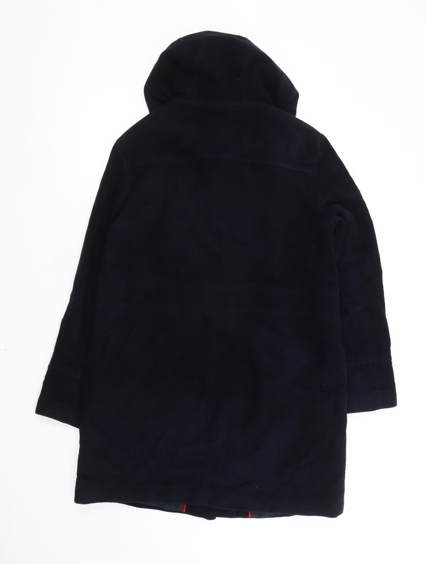 White Stuff Womens Black Cotton Parka Coat Size 10 Hooded Long