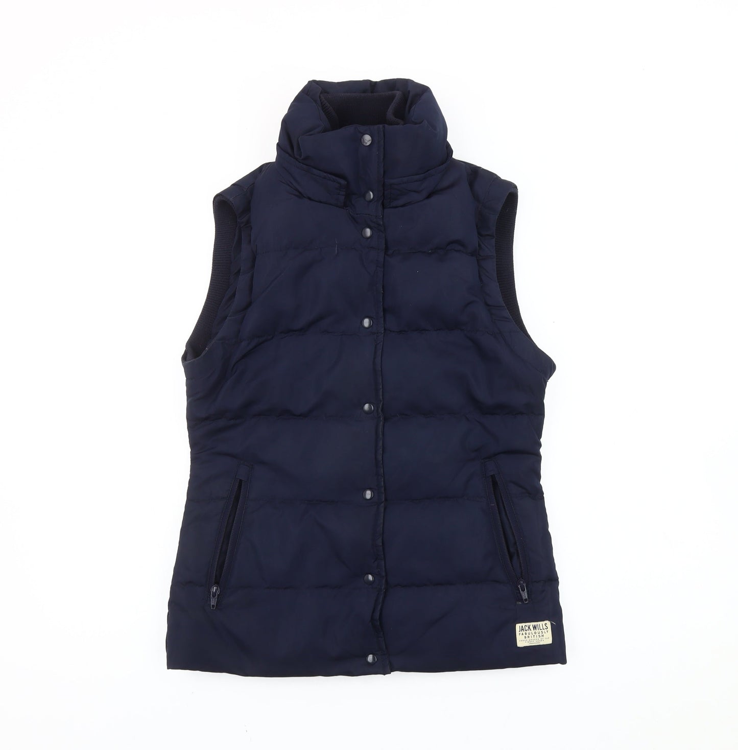 Jack Wills Women’s Blue Puffer Waistcoat Gilet UK 8 Sleeveless Casual