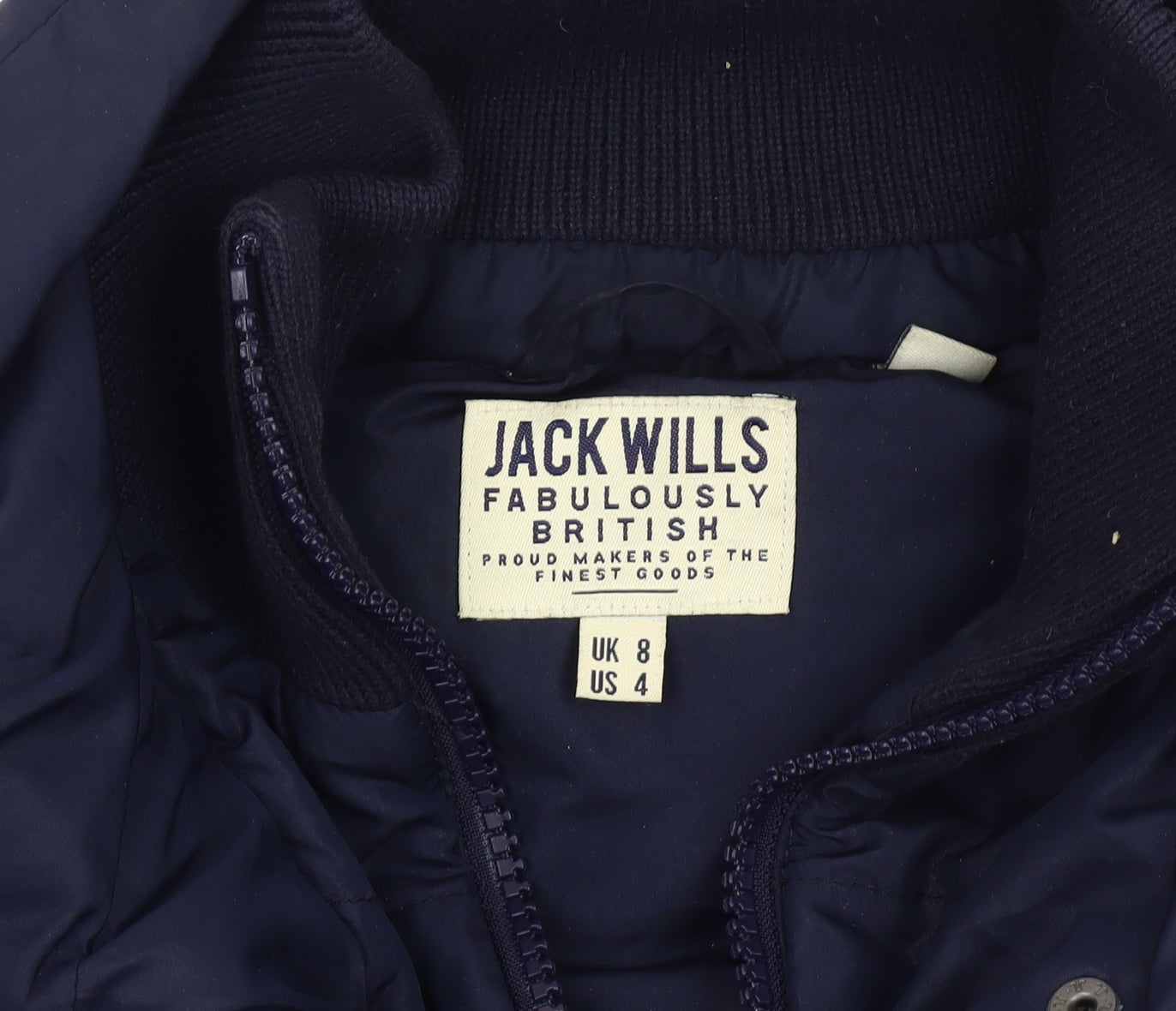 Jack Wills Women’s Blue Puffer Waistcoat Gilet UK 8 Sleeveless Casual