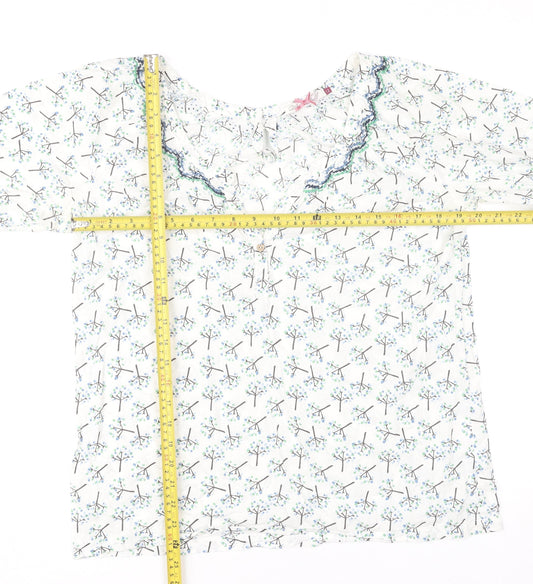 White Stuff Womens White Floral Cotton Tunic Blouse Size 12