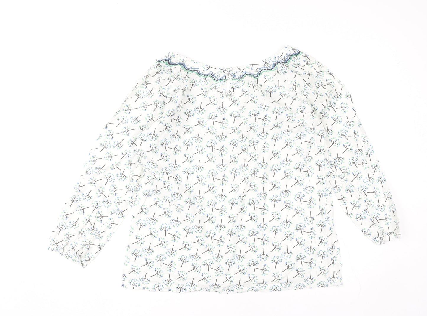 White Stuff Womens White Floral Cotton Tunic Blouse Size 12