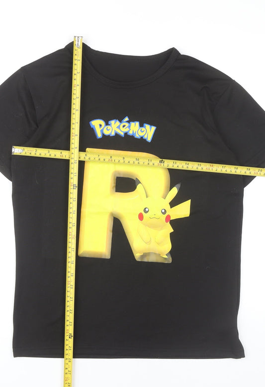 Pokémon Women Black Pikachu Graphic T-Shirt M Short Sleeve