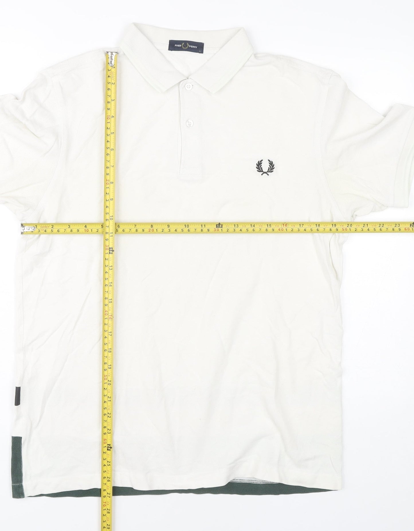 Fred Perry Mens White Polo Shirt L Classic Cotton Logo