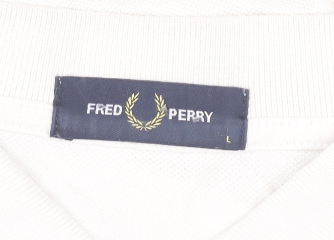 Fred Perry Mens White Polo Shirt L Classic Cotton Logo