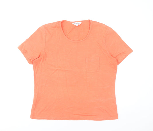 Tulchan Womens Orange Cotton Short Sleeve T-Shirt Size 14