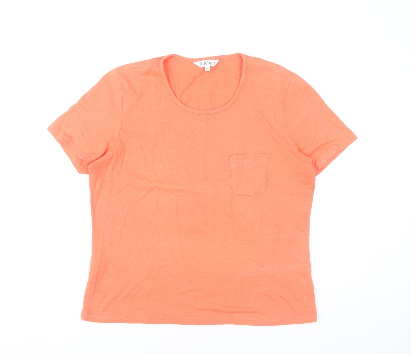 Tulchan Womens Orange Cotton Short Sleeve T-Shirt Size 14