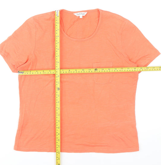 Tulchan Womens Orange Cotton Short Sleeve T-Shirt Size 14