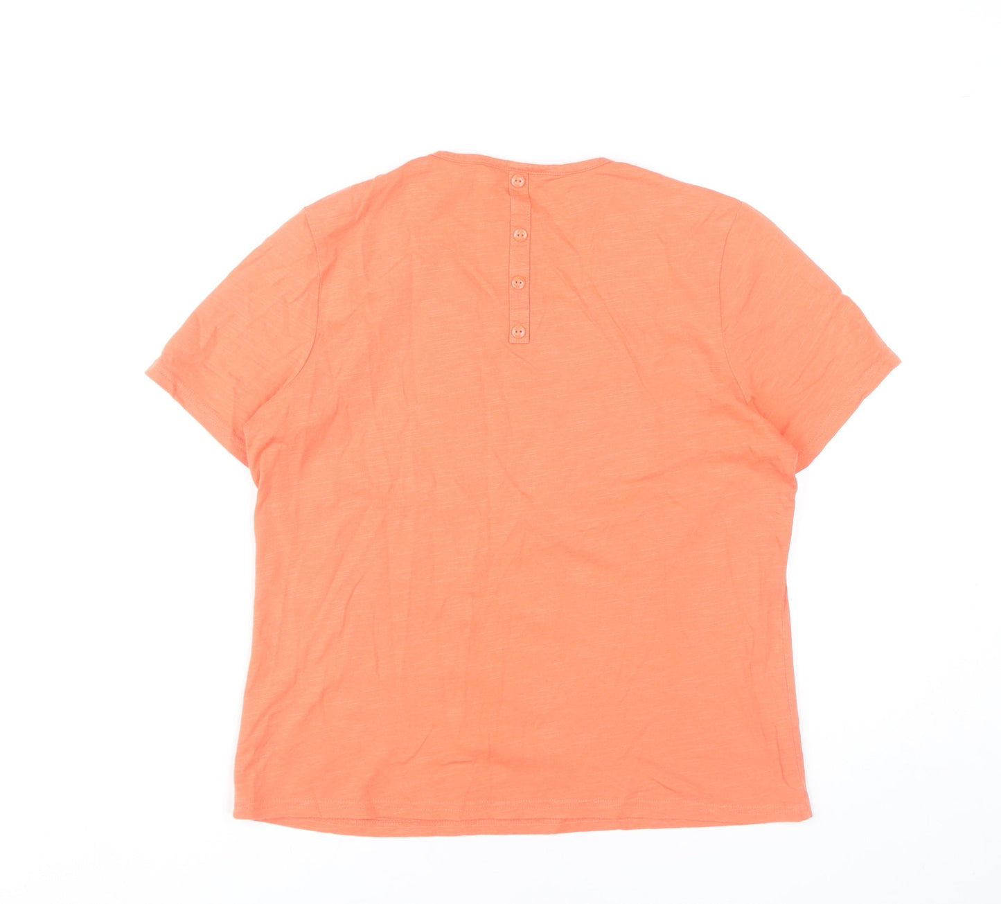 Tulchan Womens Orange Cotton Short Sleeve T-Shirt Size 14