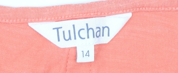 Tulchan Womens Orange Cotton Short Sleeve T-Shirt Size 14