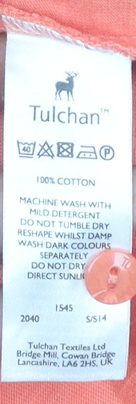 Tulchan Womens Orange Cotton Short Sleeve T-Shirt Size 14