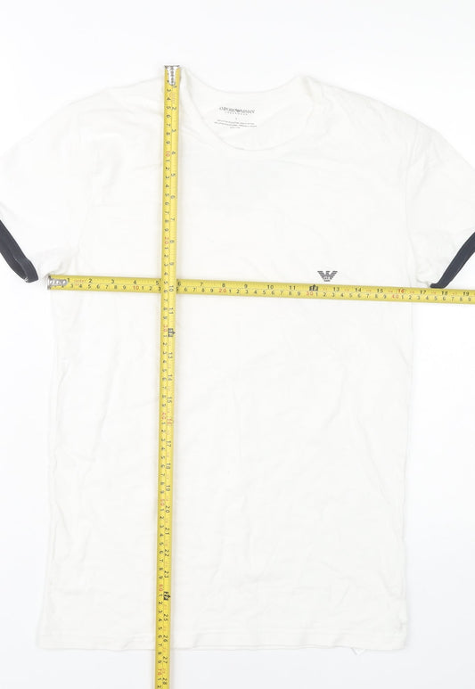 Emporio Armani Men’s White Slim Fit Crew Neck Logo T-Shirt L
