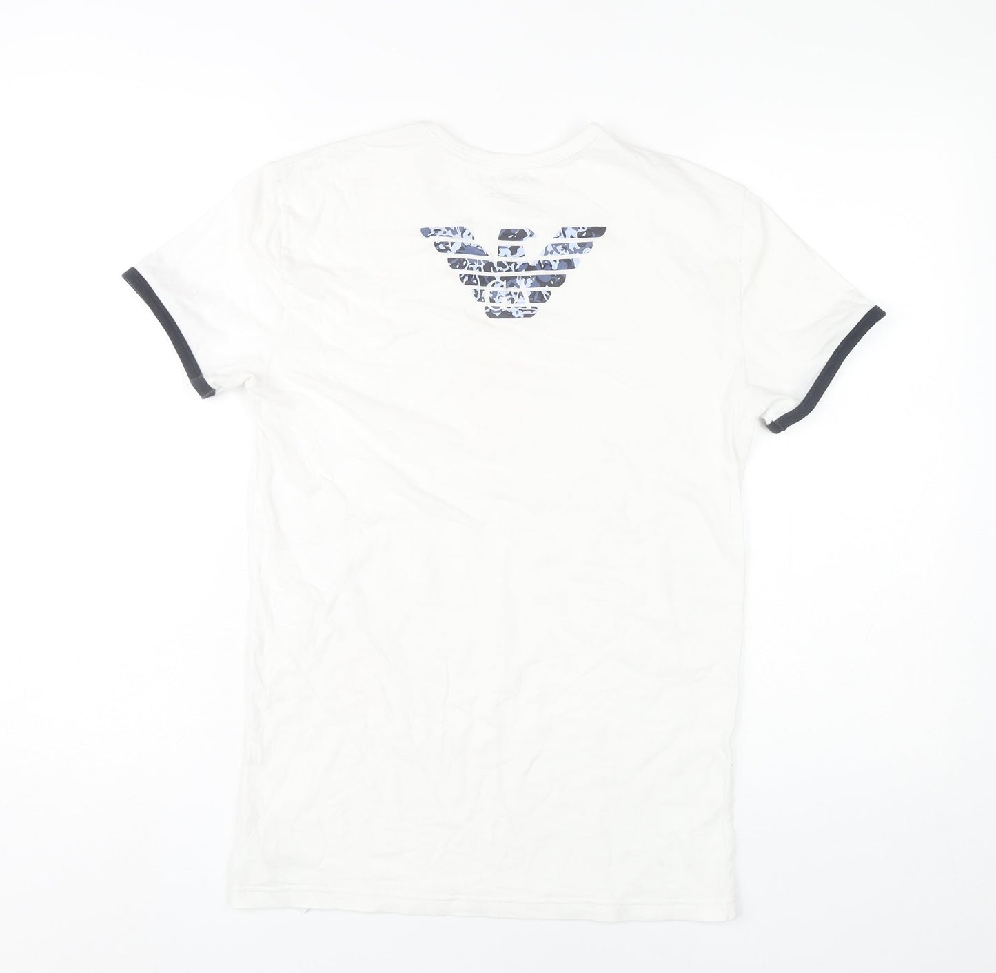 Emporio Armani Men’s White Slim Fit Crew Neck Logo T-Shirt L