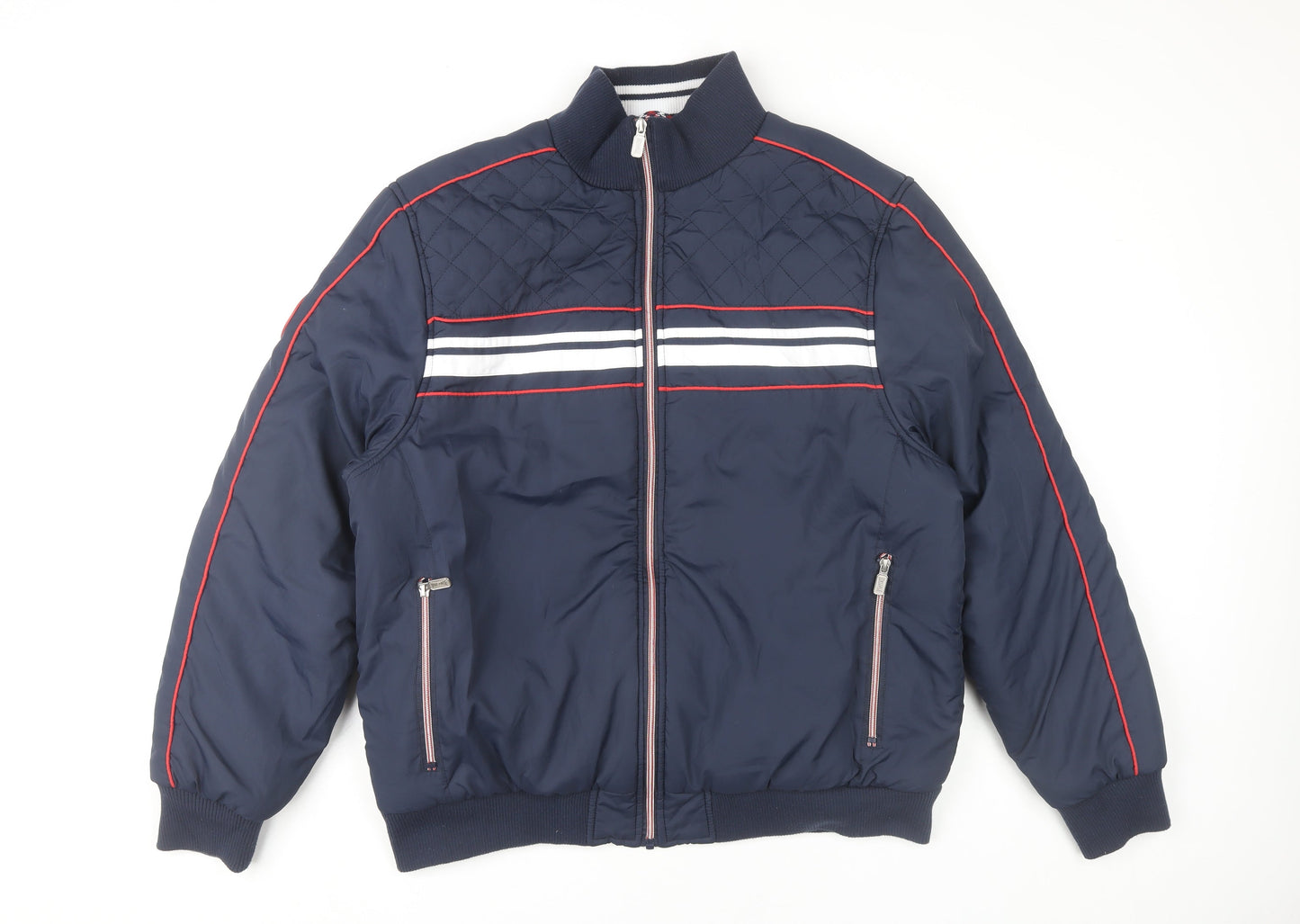 Lonsdale Men’s Blue 2XL Quilted Bomber Jacket Zip Pockets Casual