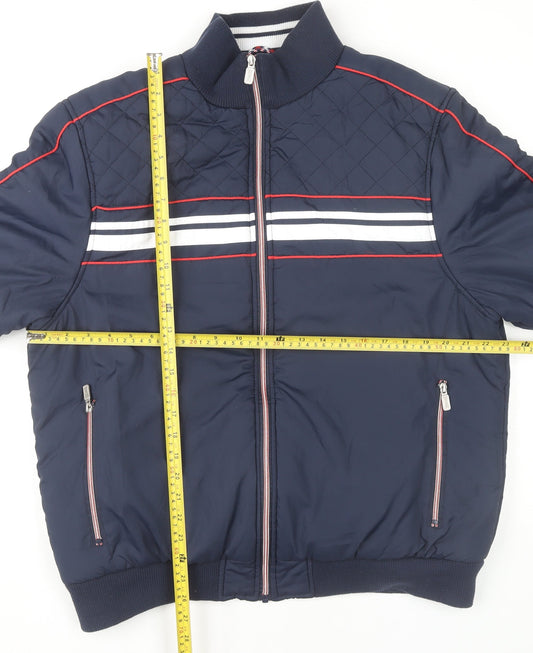 Lonsdale Men’s Blue 2XL Quilted Bomber Jacket Zip Pockets Casual