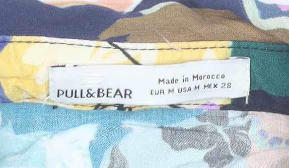 Pull&Bear Womens Multicoloured Art Print Button-Up Shirt Size 12