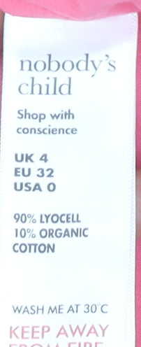 Brand and care label for Nobody's Child Women Pink, size 4, Camisole Tank Top Summer