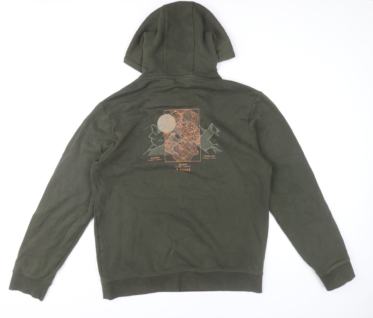 Mountain Warehouse Men’s Green Pullover Hoodie M Outdoor Graphic